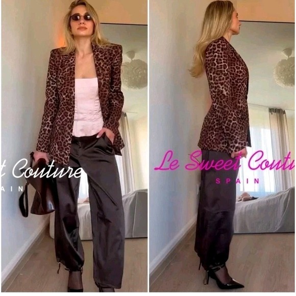 ZARA WOMAN  ANIMAL PRINT JACQUARD BLAZER ZW COLLECTION LEOPARD SIZE SMALL - Picture 5 of 12